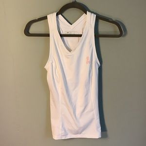 New Balance White Breast Cancer Awareness Workout top